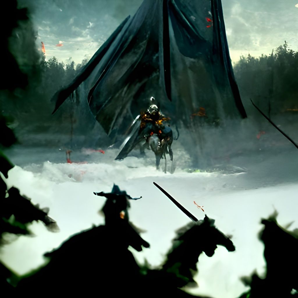 medieval fantasy battle with cavalry