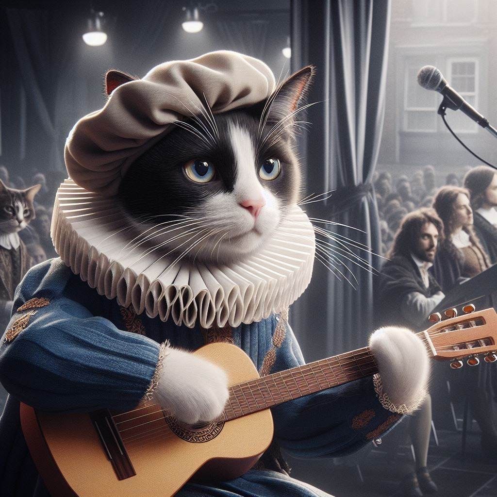 Shakespeare Era Cat Plays Music
