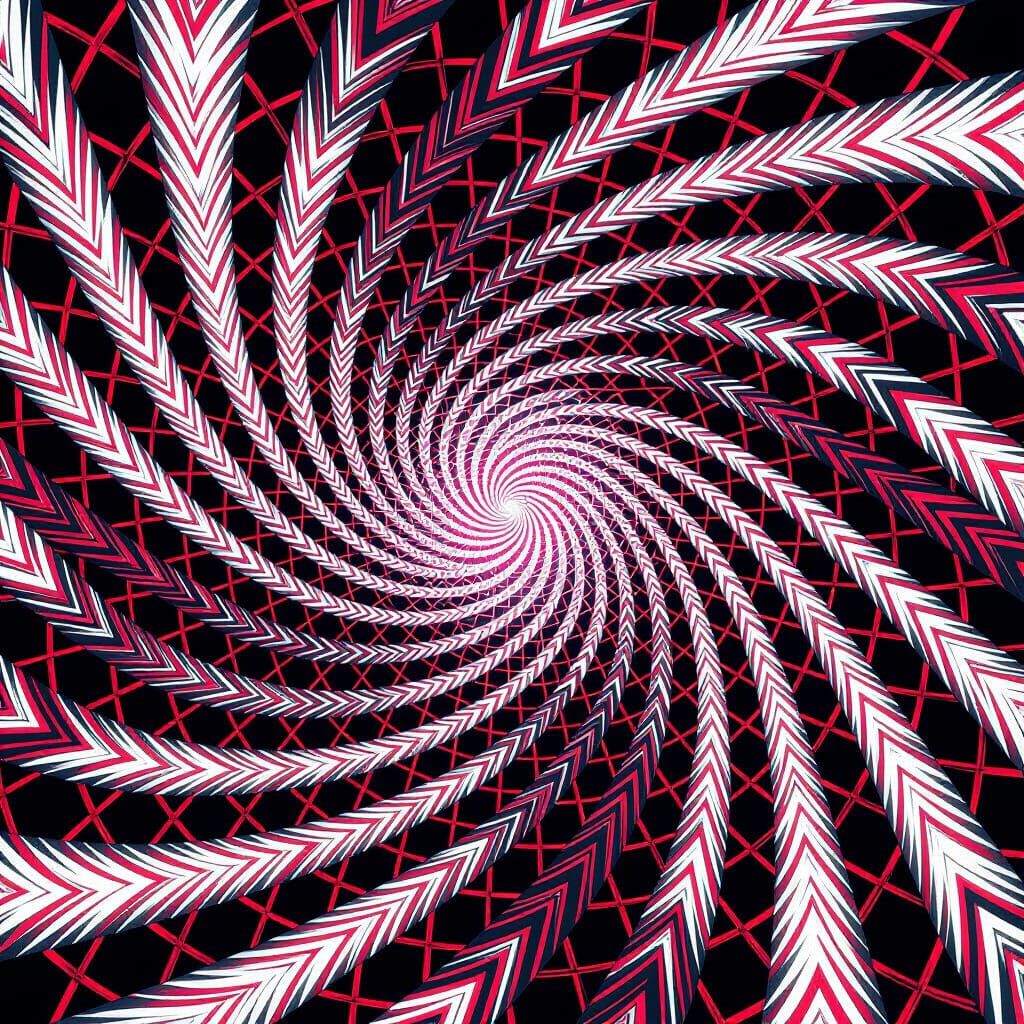 hypnotic red-and-cyan optical illusion  by @D-Forge