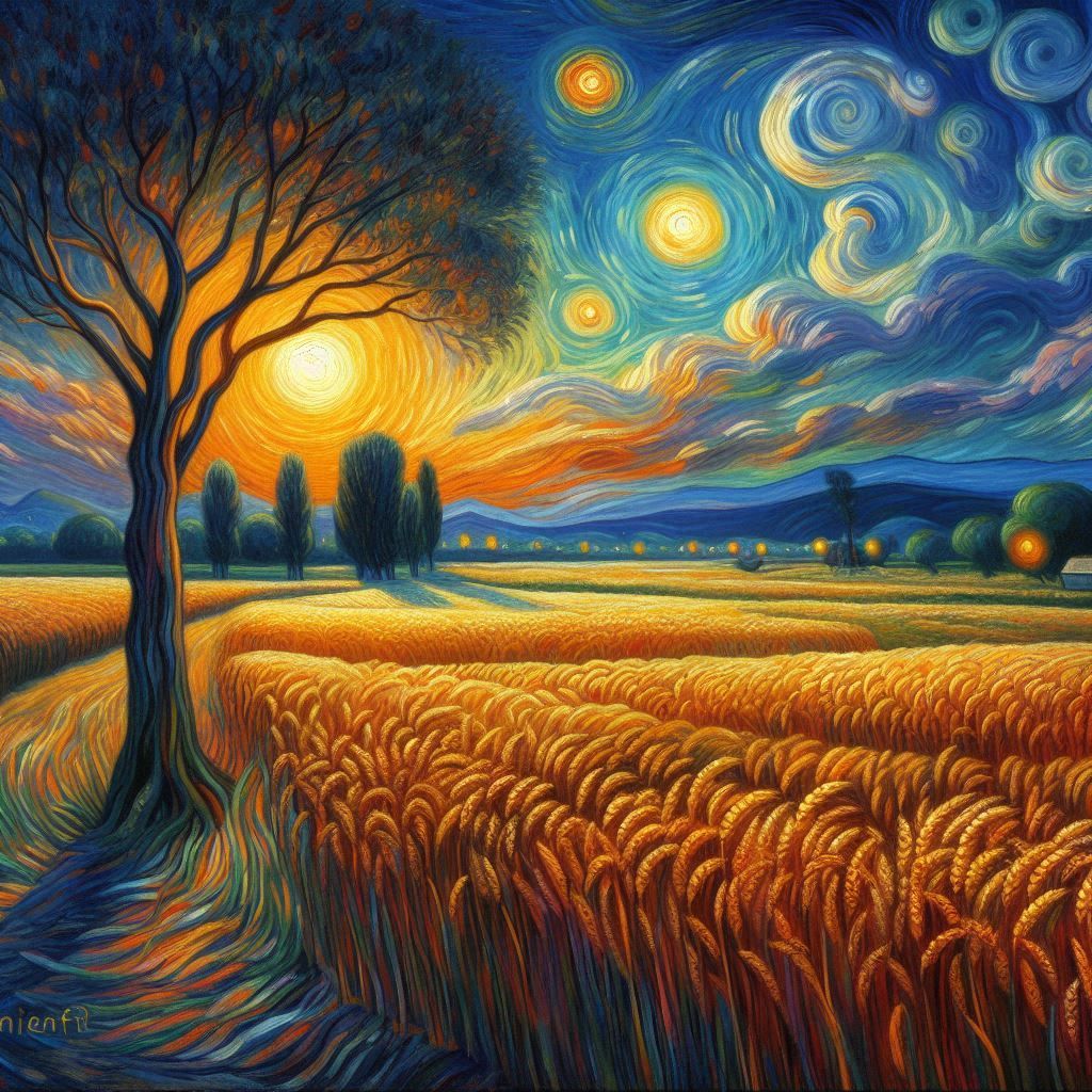 Wheatfield in moonlight
