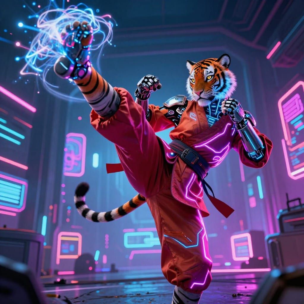 Cyberpunk Tiger Cyber-Monk (Female)
  by @vegito6