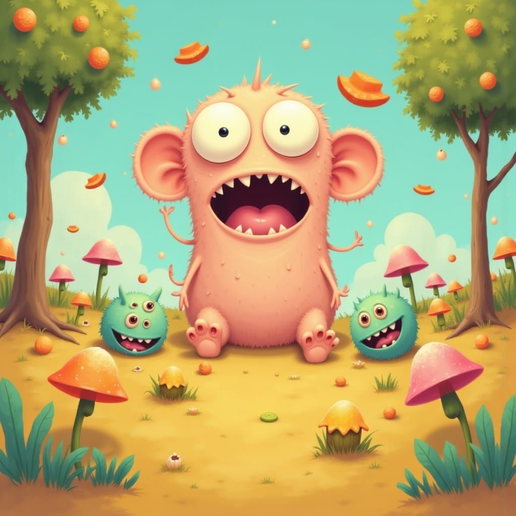  <lora:Monster Menagerie:1.0> 

“Sweetness ripens under golden skies.”

Whimsical, pastel colours, monster version