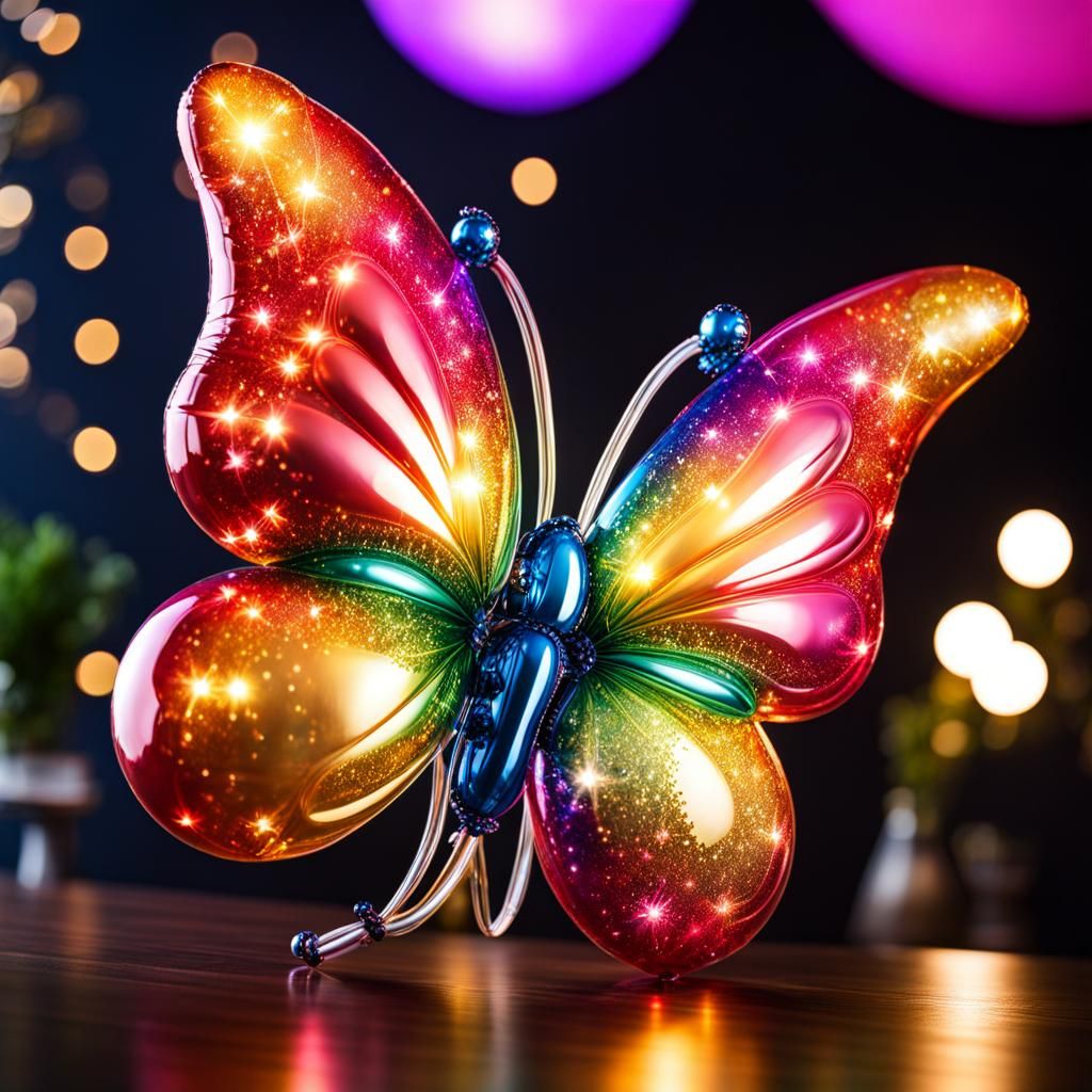 glittering Butterfly balloon, super cute, high detailed, fan...