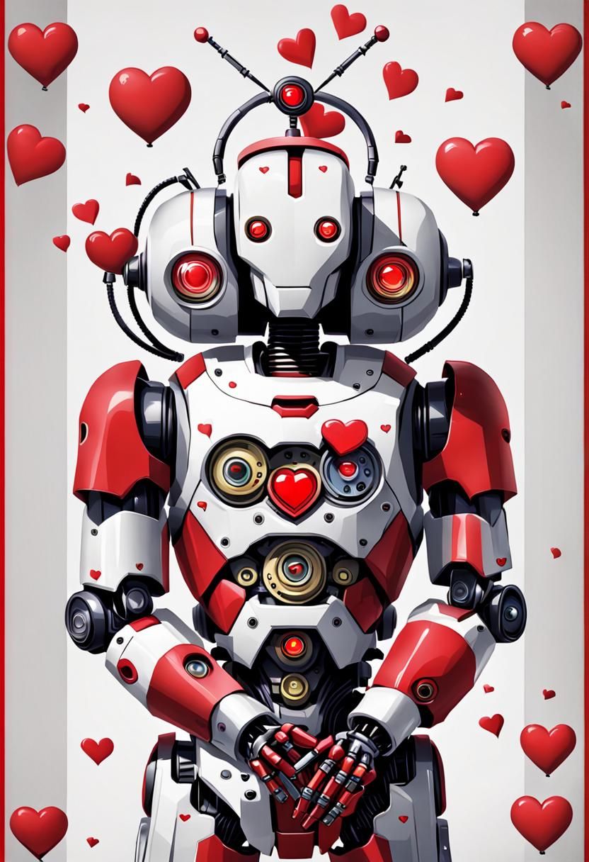 Red heart  robot