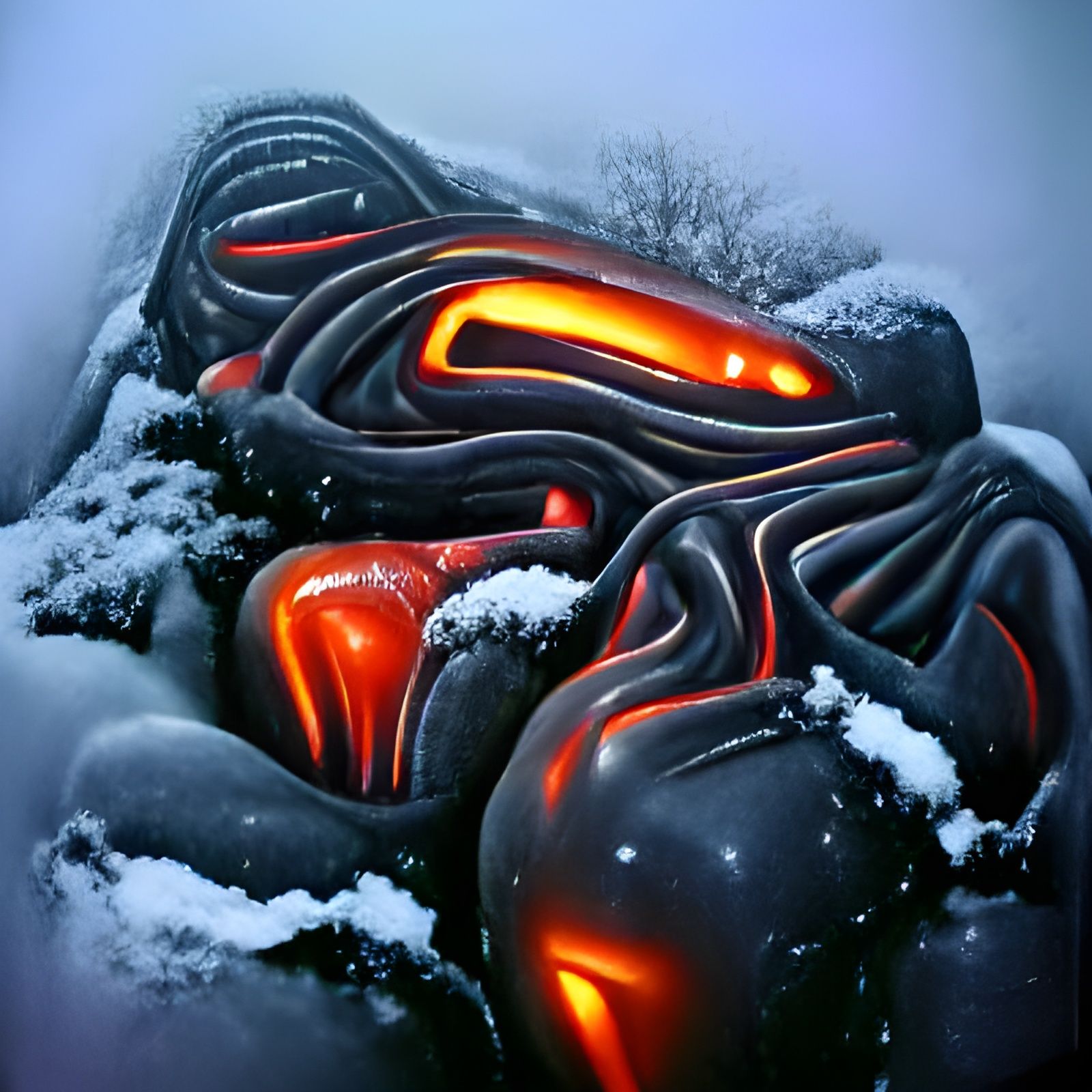 Snow on Cooling Lava
