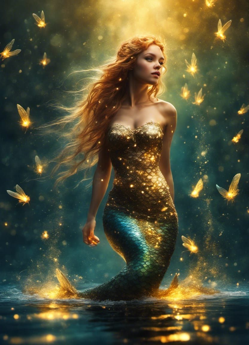 Mermaid in the middle of a lake - AI Generated Artwork - NightCafe Creator