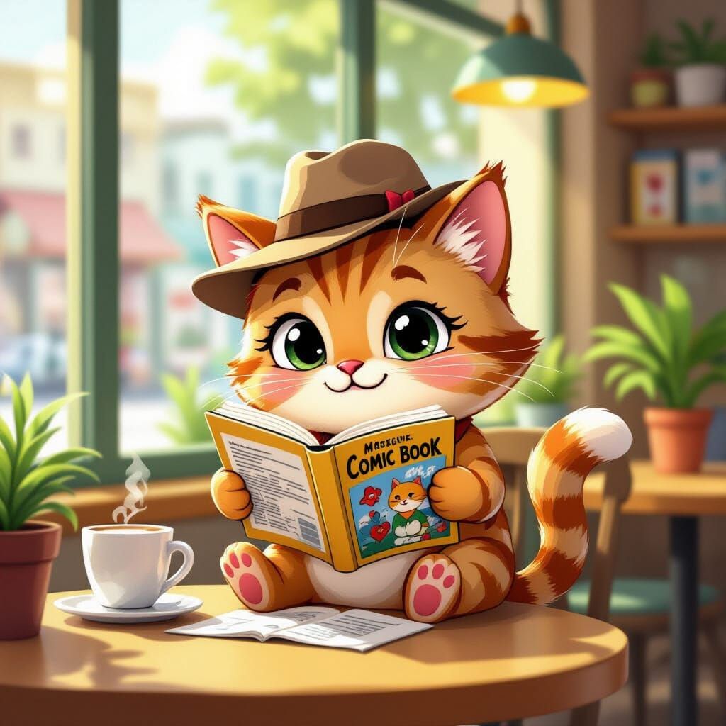 Comic cat dreams of drawing comics  by @AGermanBeer