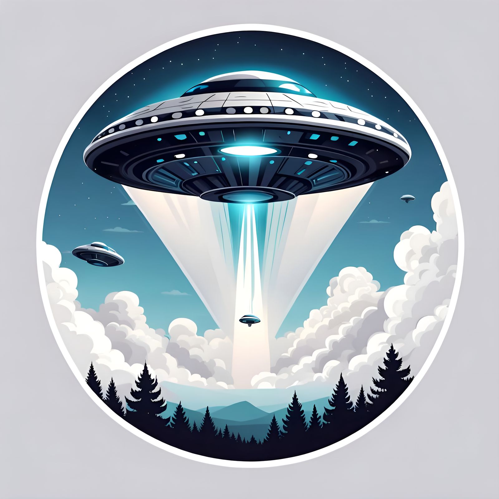 Cool ufo in sky wearing , illustration, 16k, T-shirt graphic, modern ...