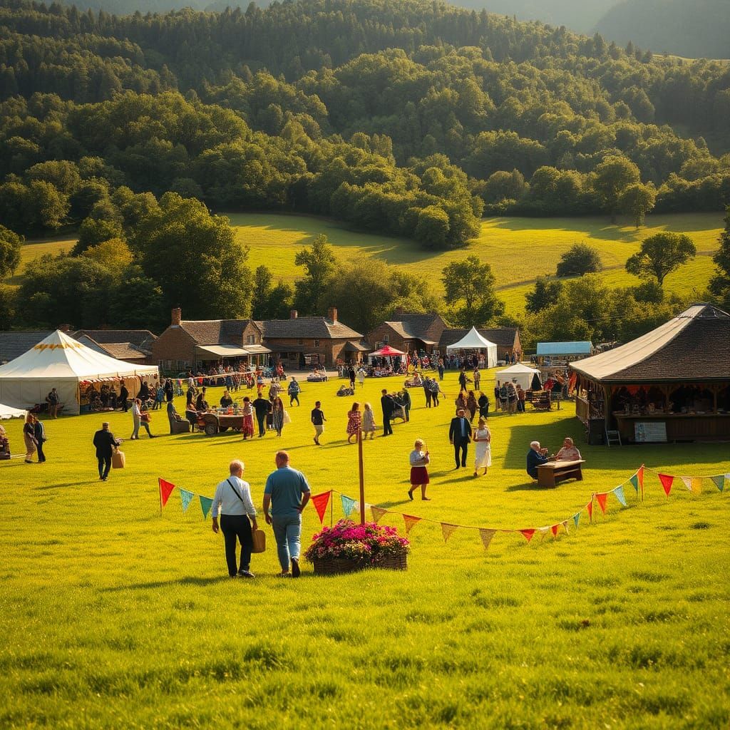 Village fete in a field, Britain