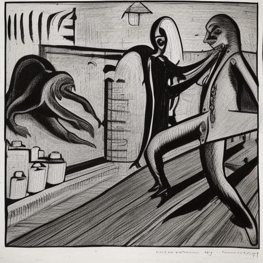 A predatory hedgehog drags the body of a noble androgynous v...