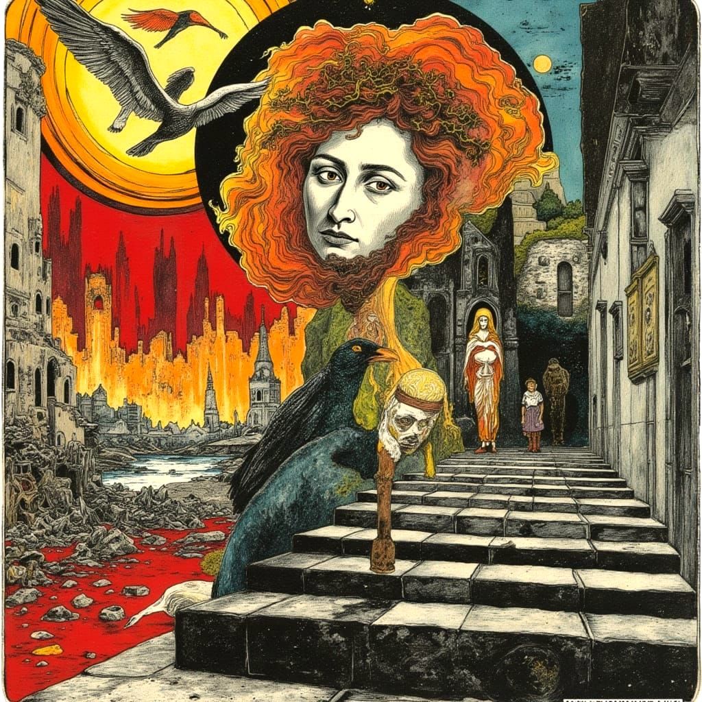 Lot's Wife Disintegrates Witnessing World Destruction