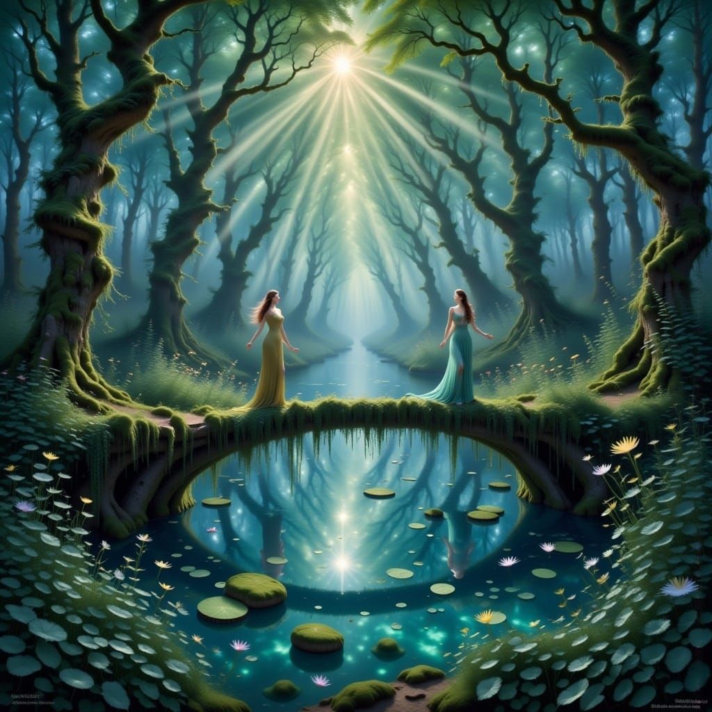 The five stems across pools of water bring new life