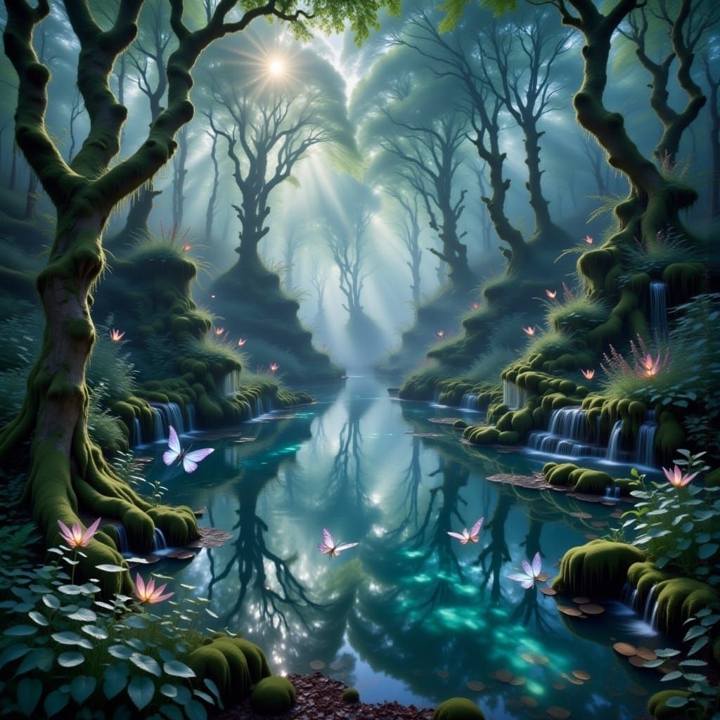 The five stems across pools of water bring new life