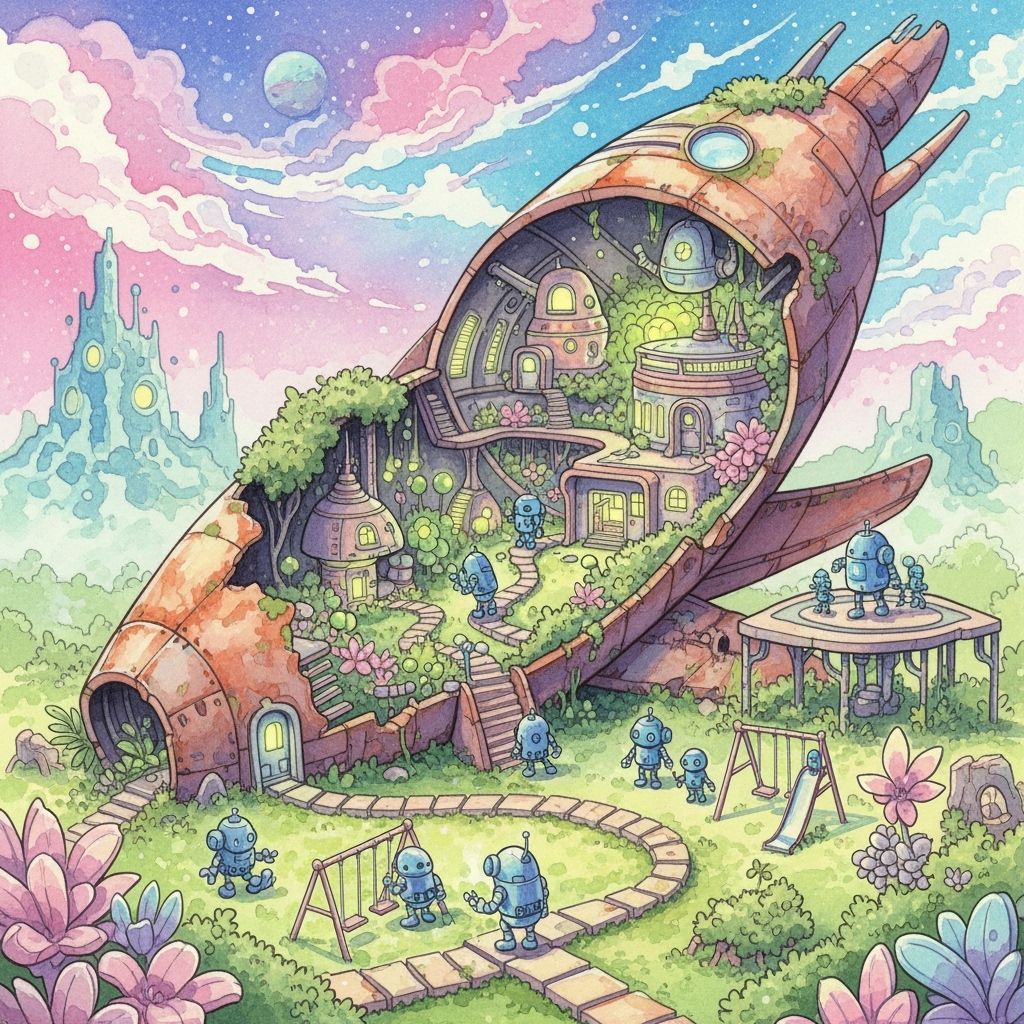 A mini-city in a rocket ship