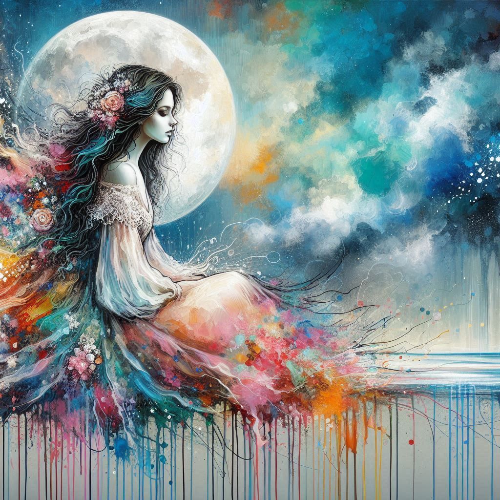 woman in a long flowey dress