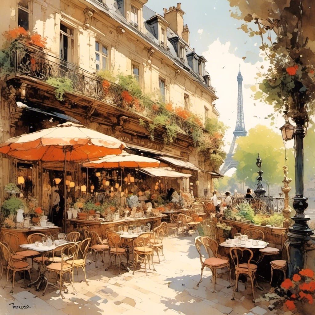Terrace cafe in Paris <lora:Lapillustration:1.0> 