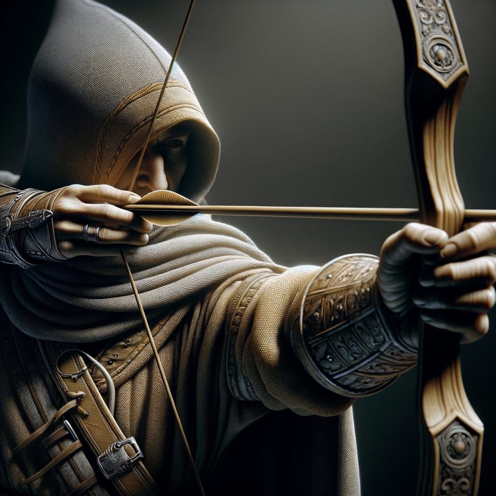 Medieval archer pulling the bow.  by @Eto Demerzel