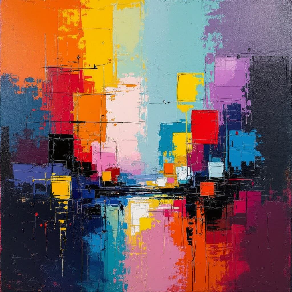 Dynamic Abstract Expressionism in Richter, Mehretu Style