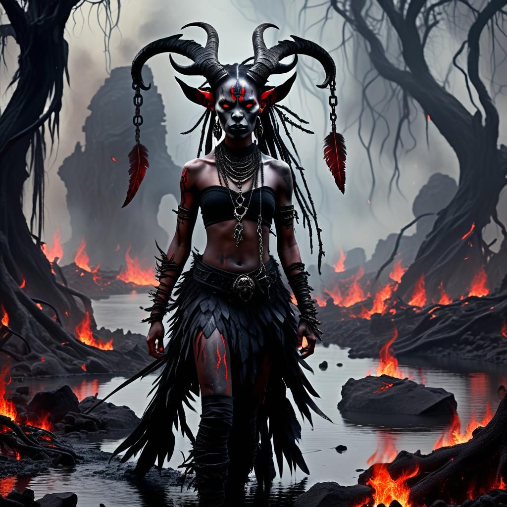 Demon walking through the underworld  by @Tippy