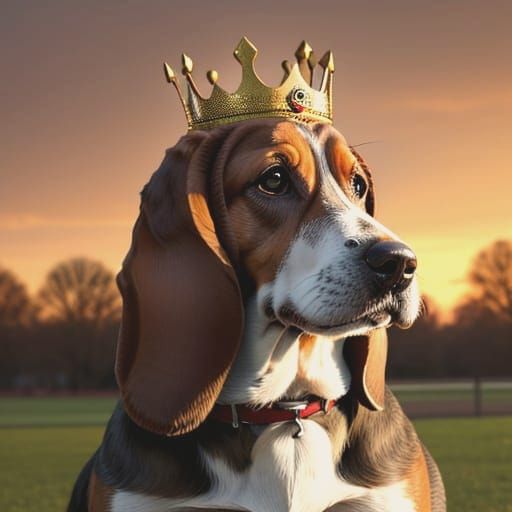 Goofy and humorous photographic magic realism with a surreal and quirky touch. Highly creative digital painting featuring an upscale dog par...