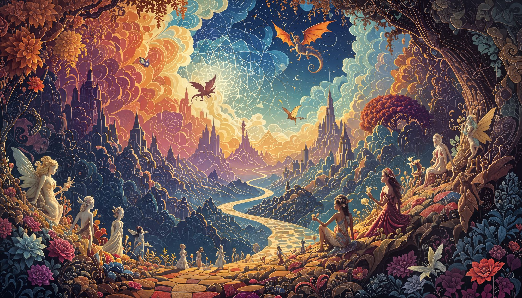 Fey World kaleidoscope. A Fey world from D&D that's a trippy but beautiful kaleidoscope. Replete with dryads, nyads, blink-dogs, satyrs, and...