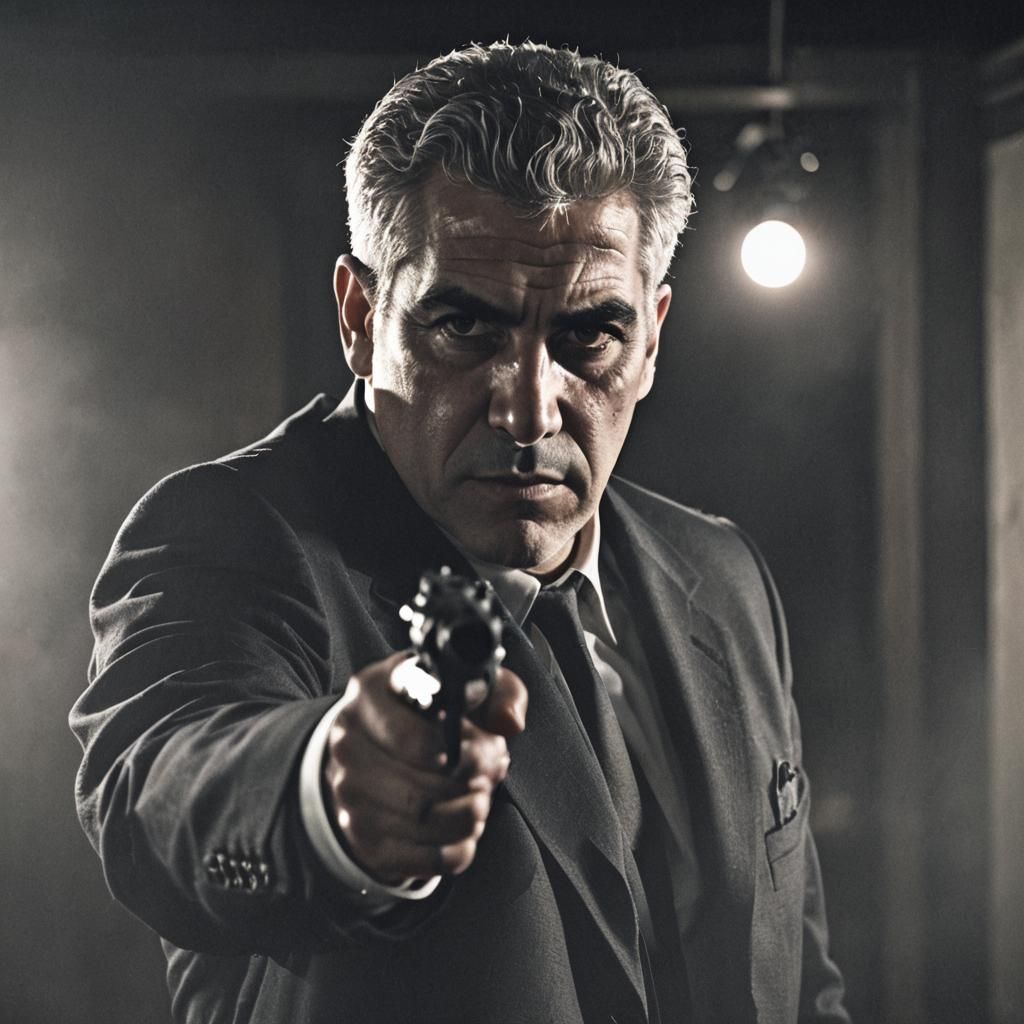 Dramatic Film Noir Image of Yair Lapid with Gun