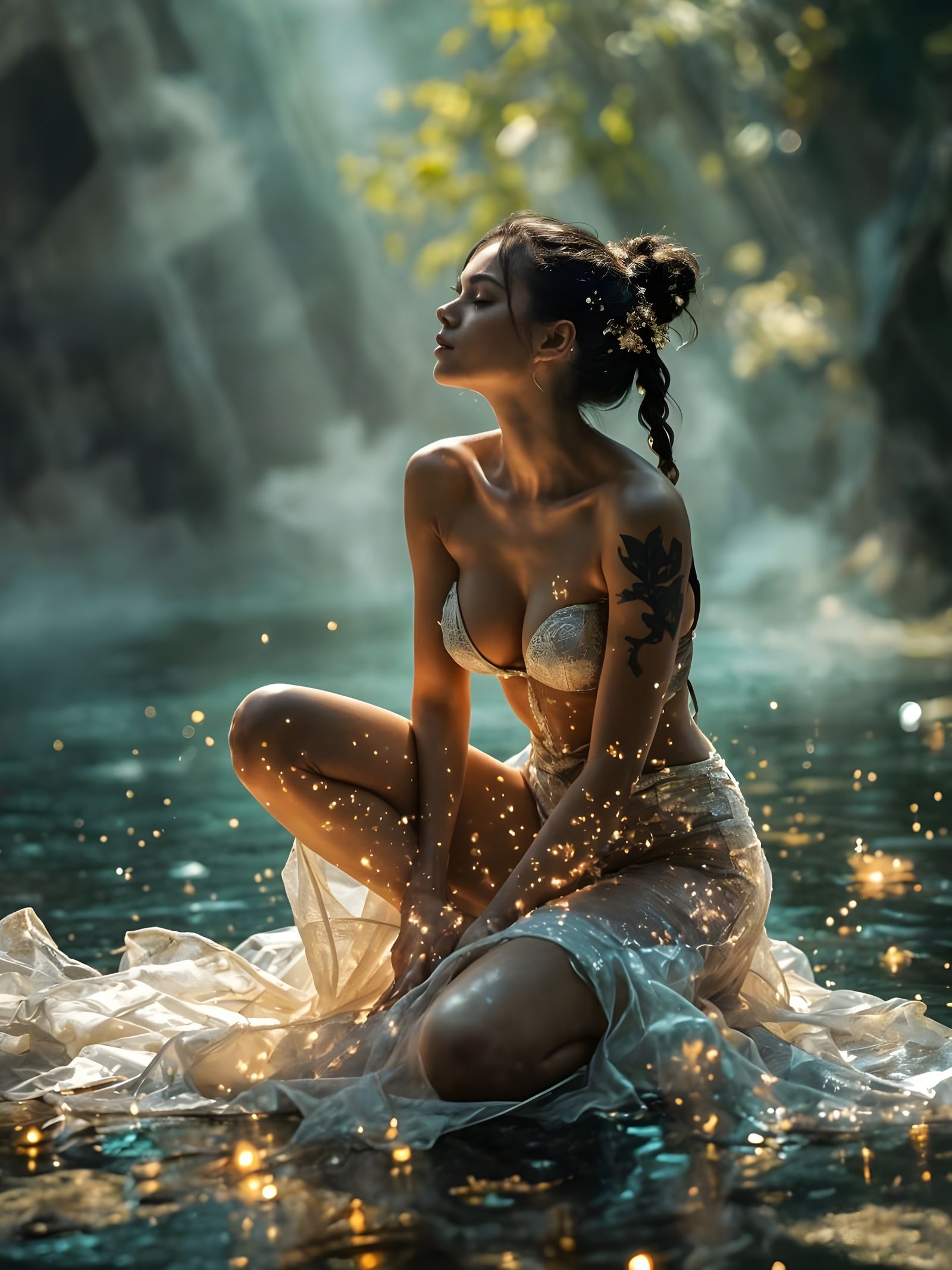 On the edge of stillness, she pauses