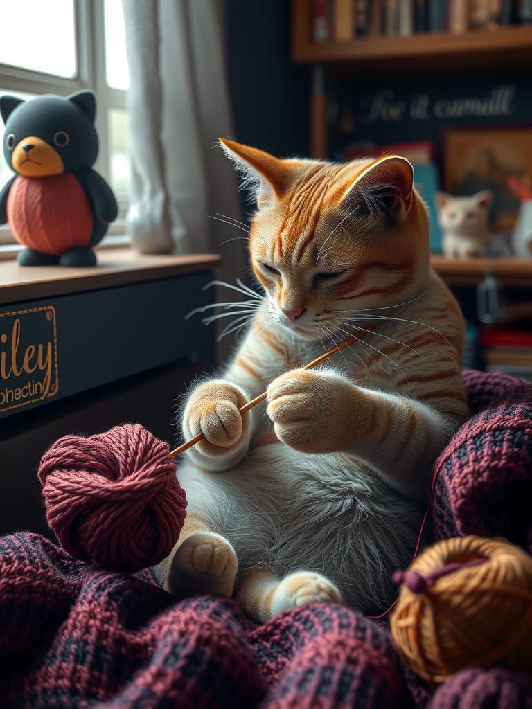 Cat knitting