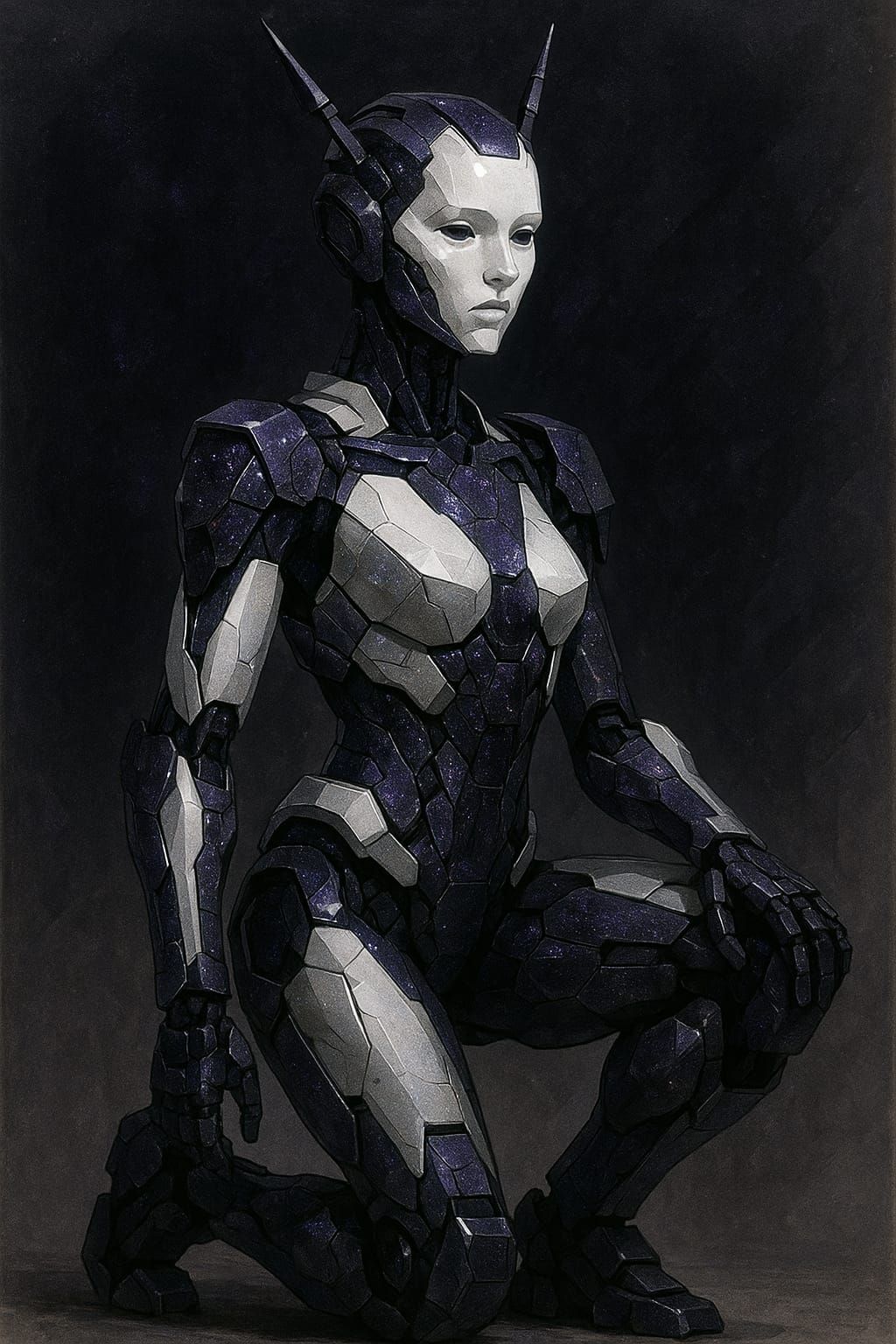 Robot with cosmic paintjob