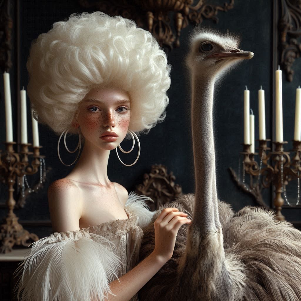 Rococo Queen and her Ostrich