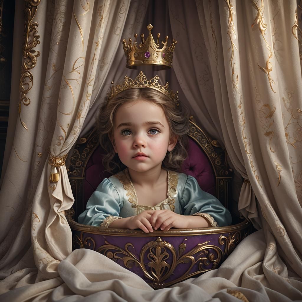 Princess Toddler in Bed: Fantasy Concept Art