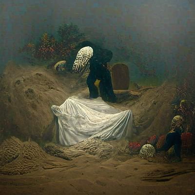 a Man burying his dead wife