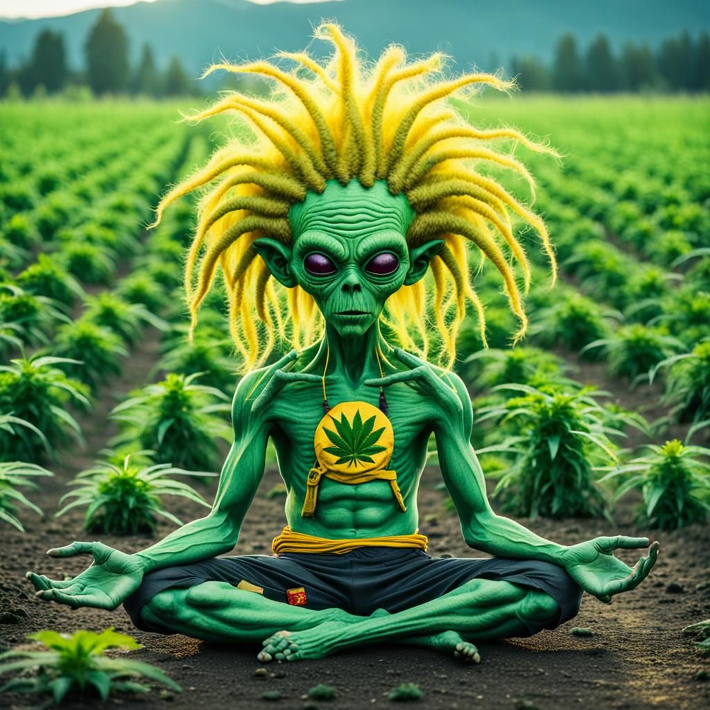 rasta alien meditating