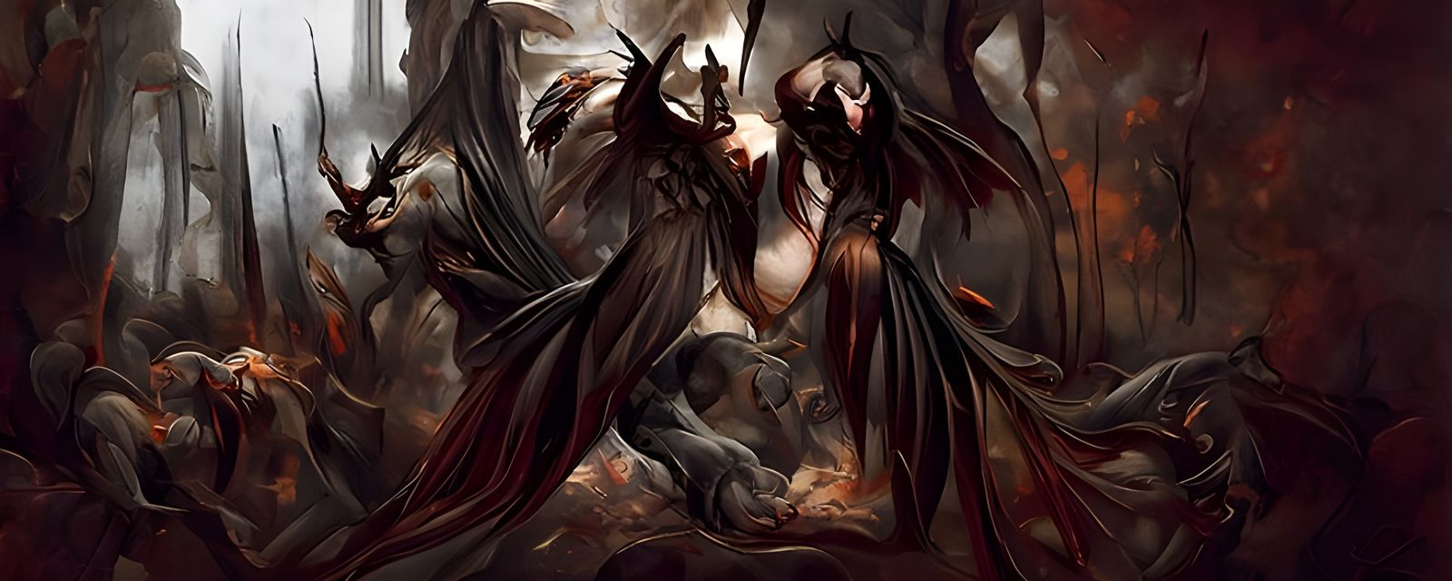 a beautiful battle between angels, humans and demons