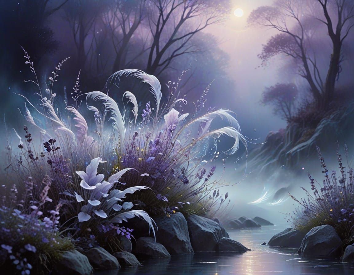 Ethereal watercolor art. A gentle, whispering voice takes shape as a misty, translucent entity, swirling ...  by @Missysmom