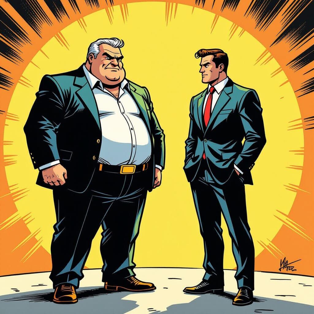 Portly and Lean Men in Dynamic Comic Style