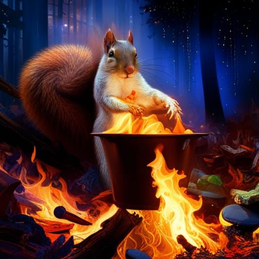 squirrels around the campfire - AI Generated Artwork - NightCafe Creator