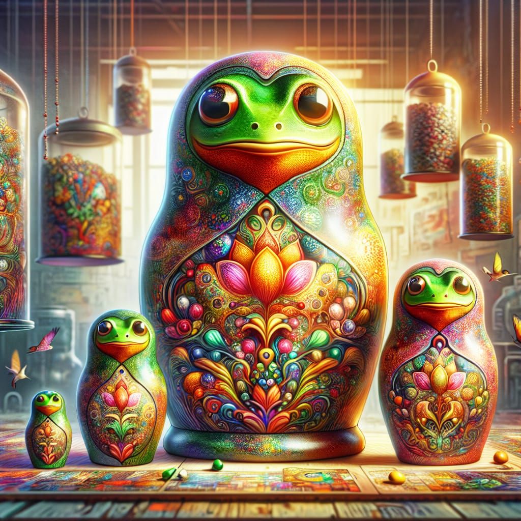 Matryoshka frogs - AI Generated Artwork - NightCafe Creator