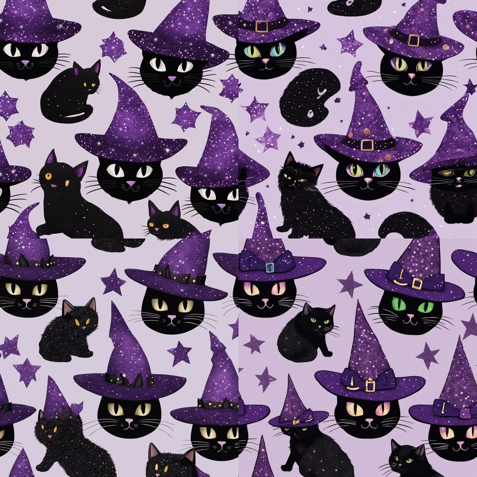 Halloween Black Cat Pattern - AI Generated Artwork - NightCafe Creator