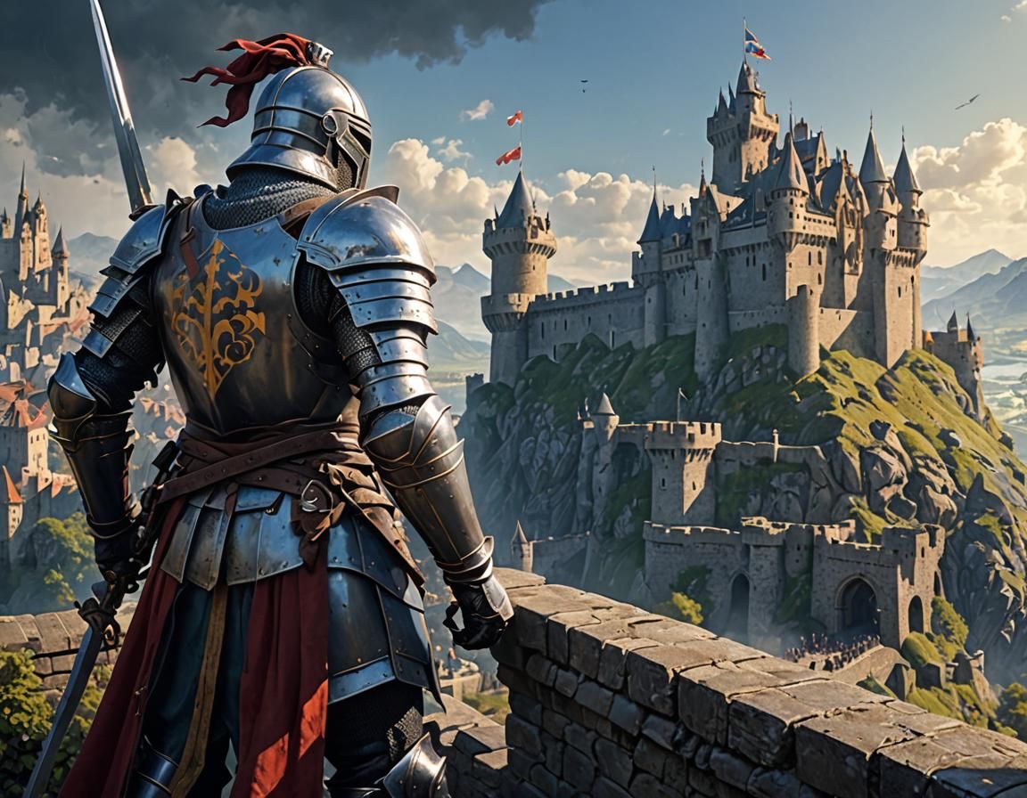 A knight protects the castle ramparts  by @Slim Horton