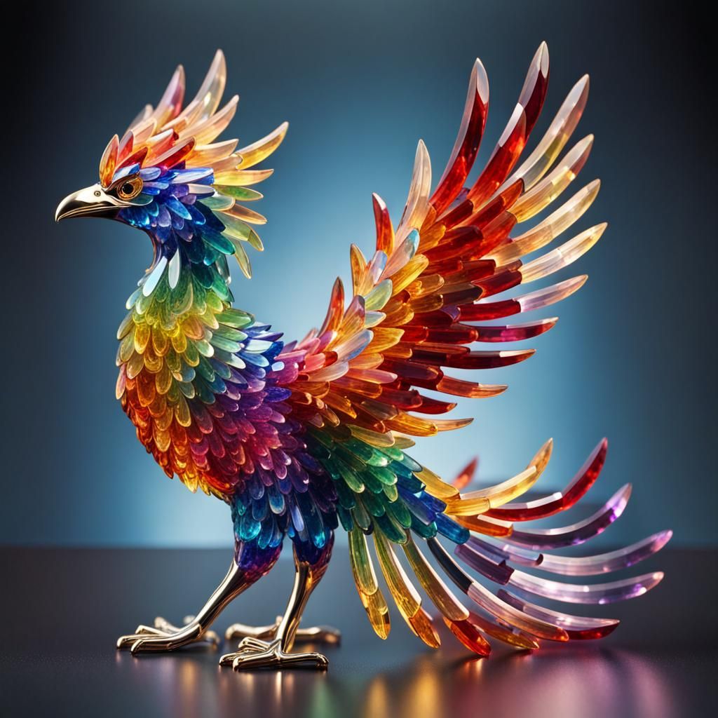 Phoenix made of colourful crystals   by @Macickask