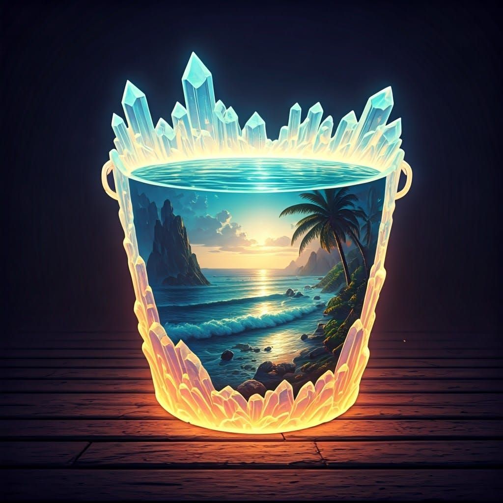 Enchanted Bucket Radiating Soft, Luminous Light and Visions....