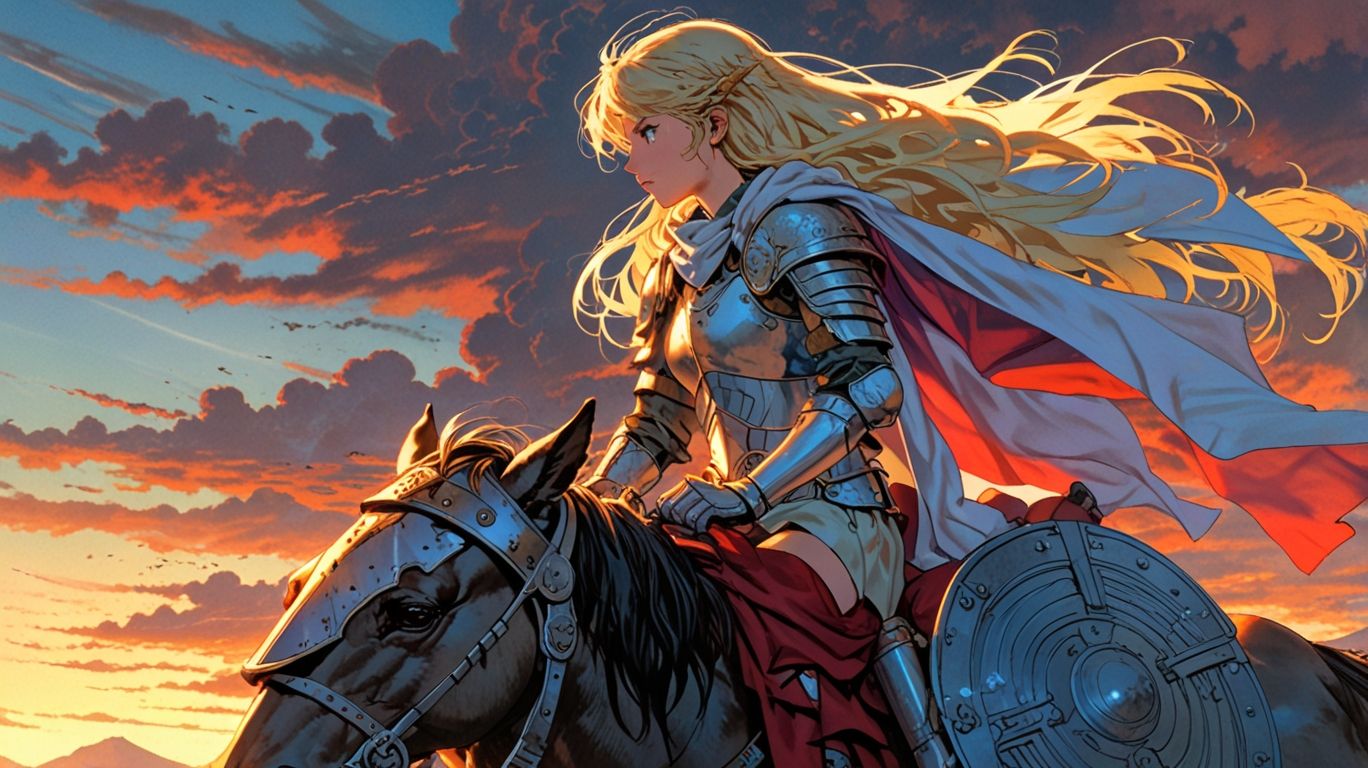 Princess Knight Riding At Sunset