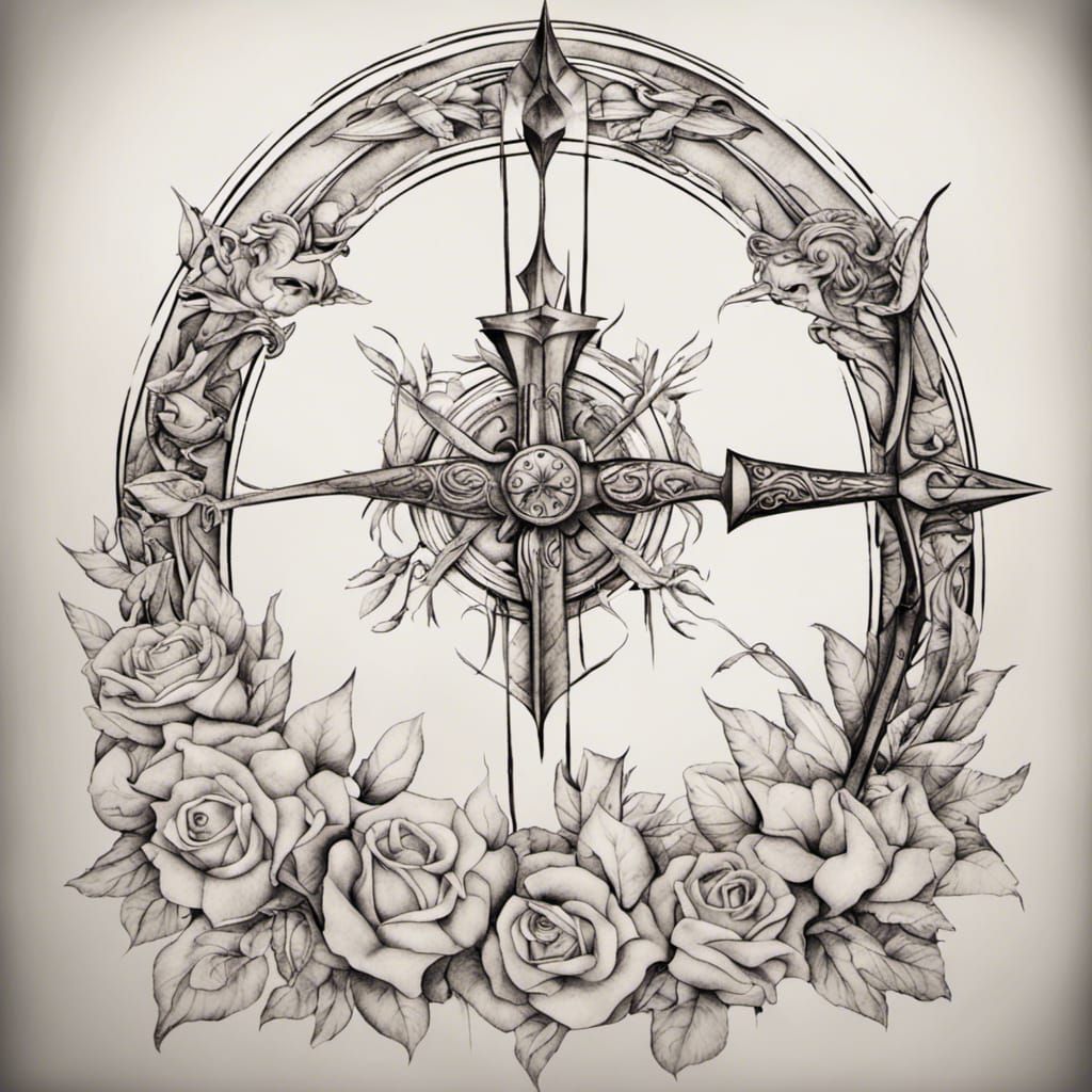 desenho para uma tatuagem com arco e flecha, temas gregos e ...