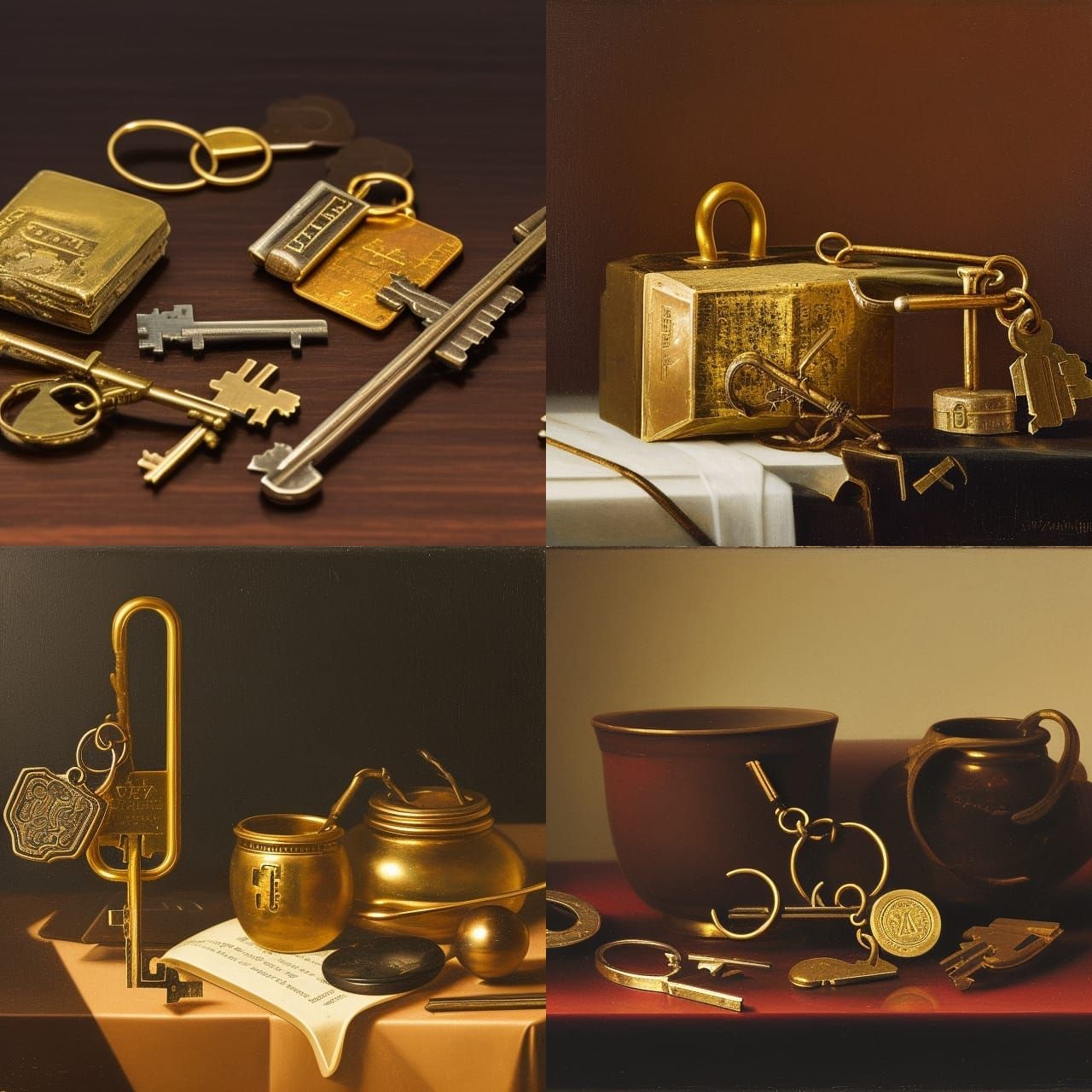 A still life with the oldest key and the newest key and othe...