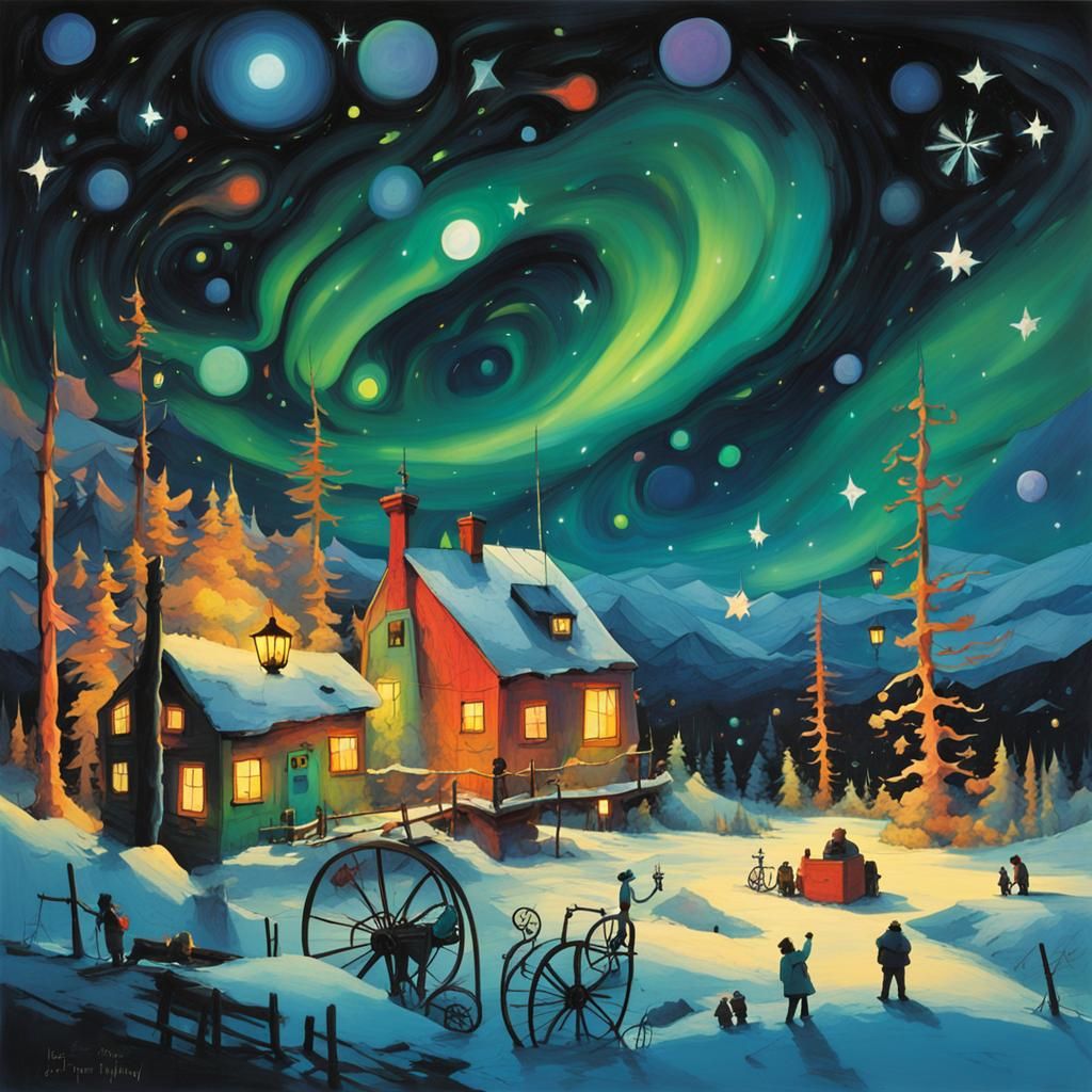 Northern lights in the night sky