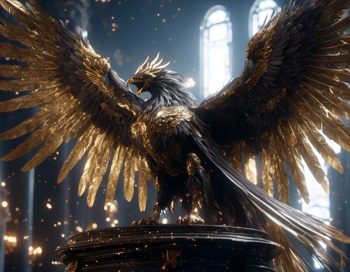 <lora:3D Anime:1.0> <lora:Battle Armor Weapons:1.0> magnificent detailed griffin wings, wings outstretched with gold tips on feathers, intri...