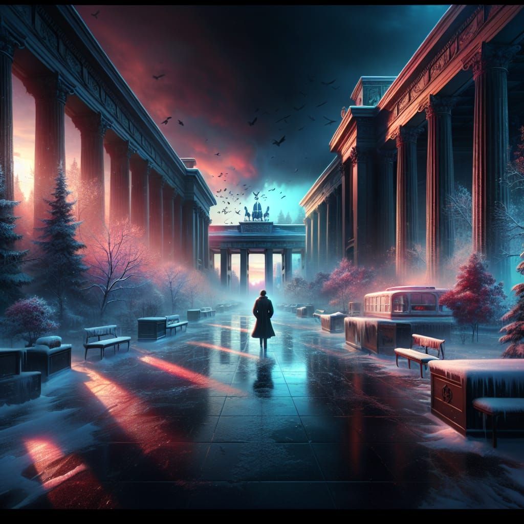 Volksgarten at Night: Hyperrealistic Concept Art