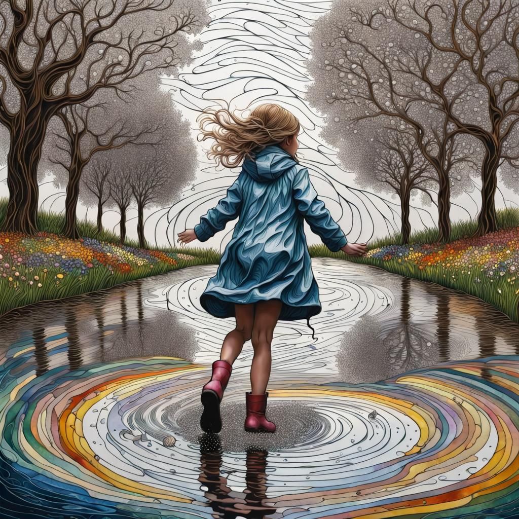 Playing in the Rain puddles