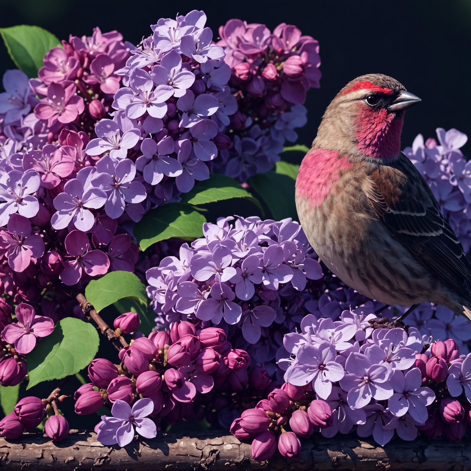 Blooming lilacs & finch  by @CJVF